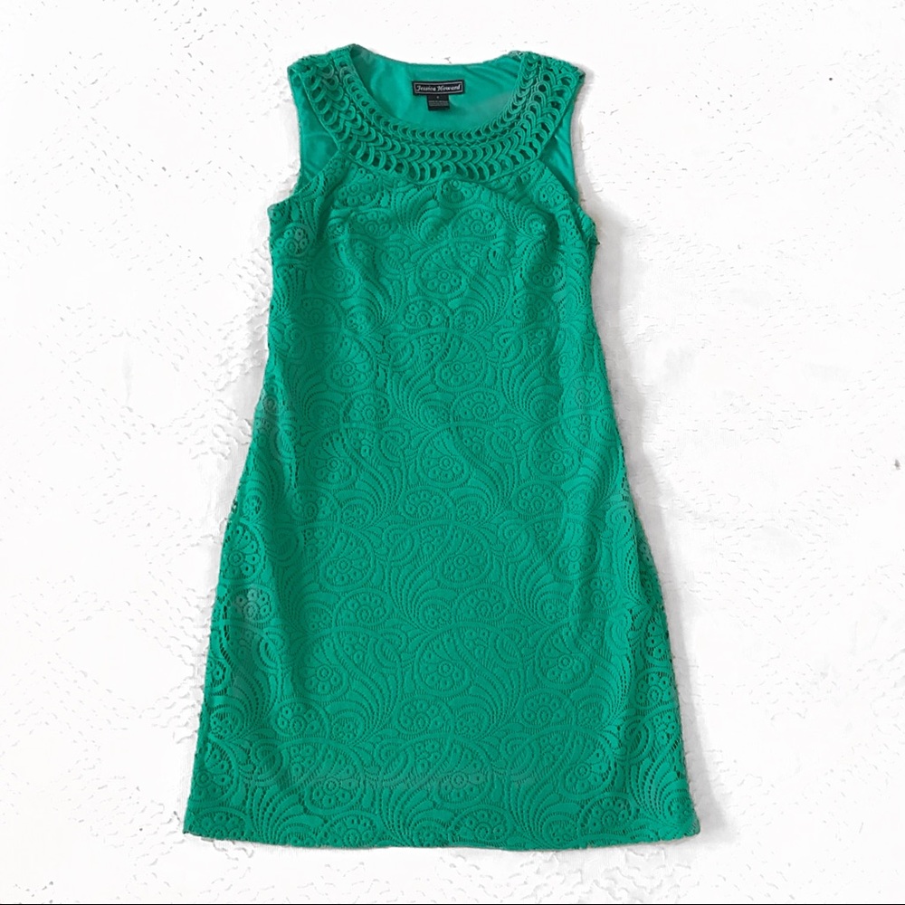 Jessica Howard Green Lace Shift Dress